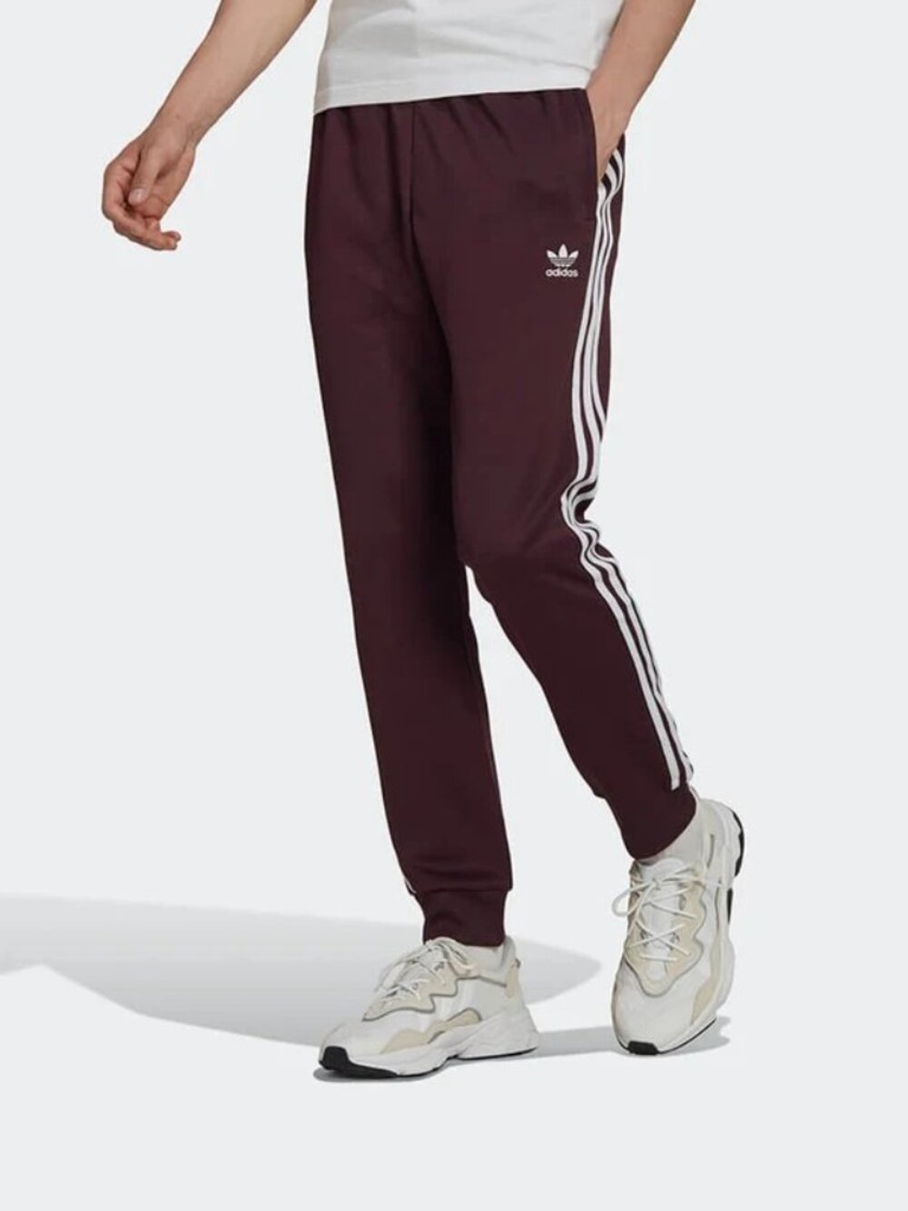 NWT $65 ADIDAS SST Track Joggers Pants – Shadow Maroon White 3 Stripe – Men’s XL